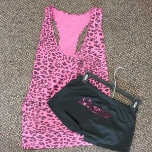 SET Leopard loose tank and DANCE short